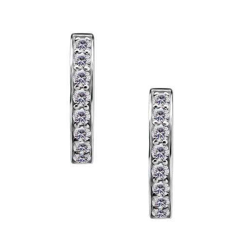Surgical Steel Hoop Earrings - Cubic Zirconia 20 Gauge - 10mm