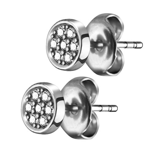Surgical Steel Ear Studs - Round Cubic Zirconia