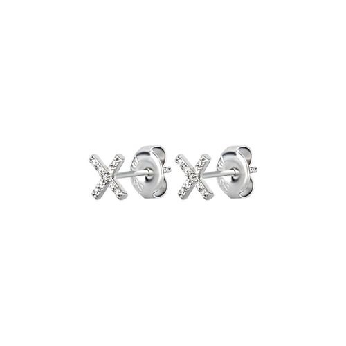 Surgical Steel Ear Studs - 'X' - Cubic Zirconia