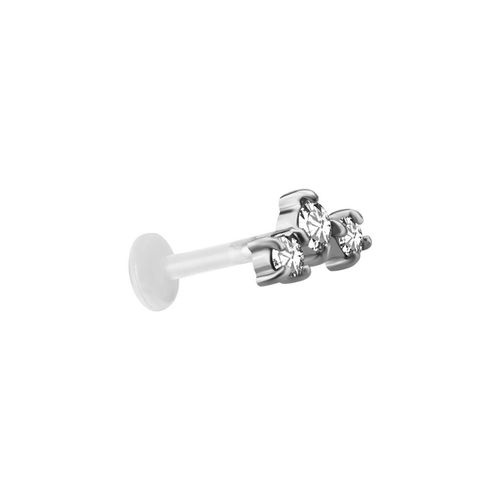 Bioplast Flat Back Labret and Surgical Steel Attachment - Premium Zirconia Trio