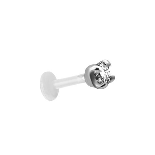 Bioplast Flat Back Labret - Surgical Steel Attachment - Premium Zirconia