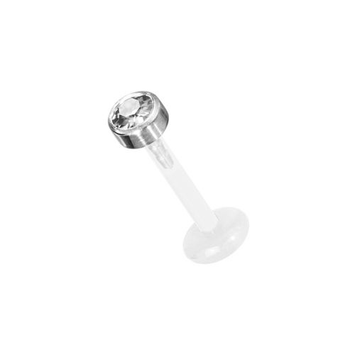 Bioplast Flat Back Labret - Titanium Attachment - Crystal Gem - 2.5 or 3mm Top
