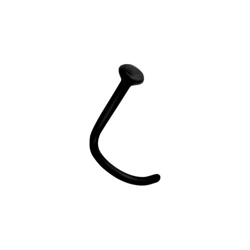Bioplast Pigtail Nose Stud - Plain Dome Black - 2mm