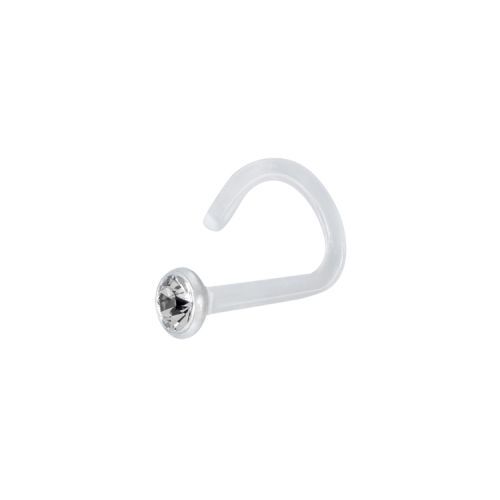 Bioplast Pigtail Nose Stud - Crystal