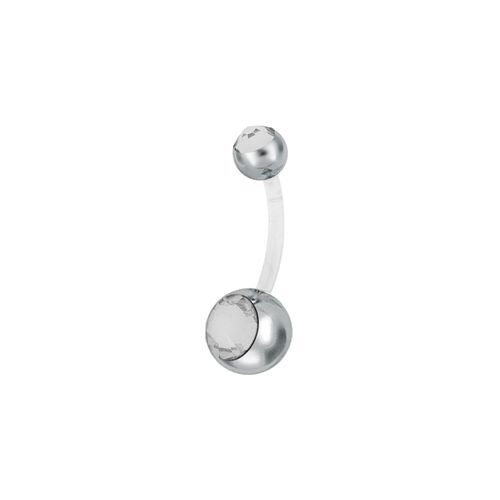 Bioplast Titanium Double Jewelled Belly Ring