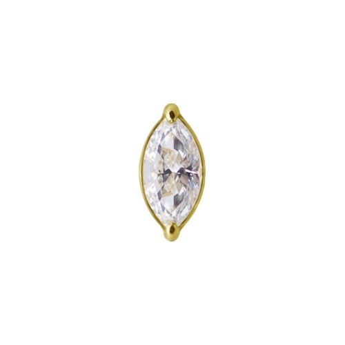 18K Gold Attachment for (Type S) Internal Thread Labret - Marquise Shape Premium Zirconia - 5mm