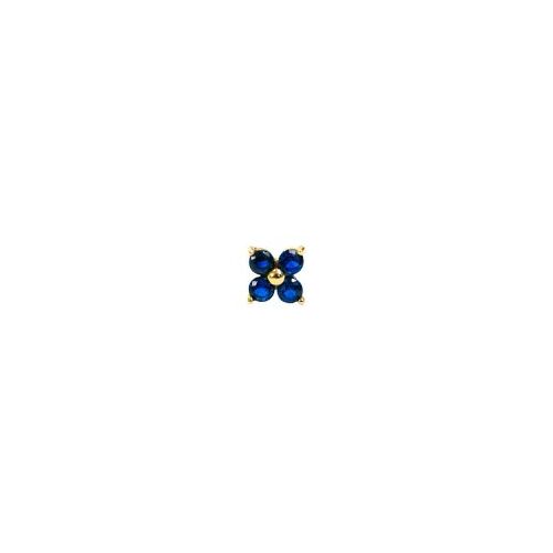 18K Gold Attachment for Threadless Labret - Premium Royal Blue Topaz