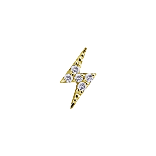 18k Gold Attachment for (Type S) Internal Thread Labret - Lightning Flash Premium Zirconia