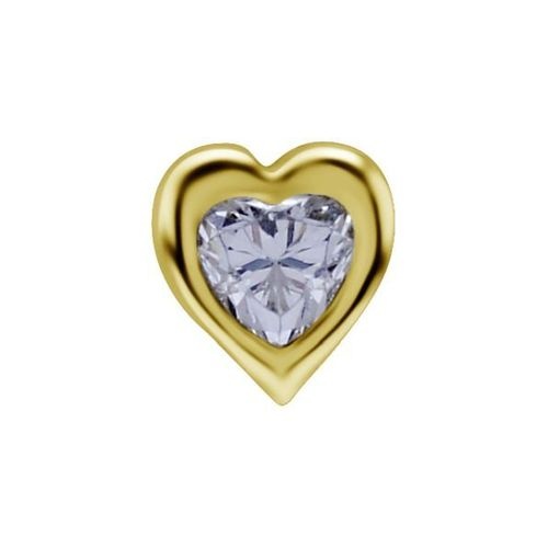 18k Gold Attachment for (Type S) Internal Thread Labret - Heart Shape Premium Zirconia - 5mm