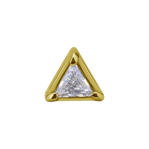 18k Gold Attachment for (Type-S) Internal Thread Labret - Triangle Shape Premium Zirconia - 4mm