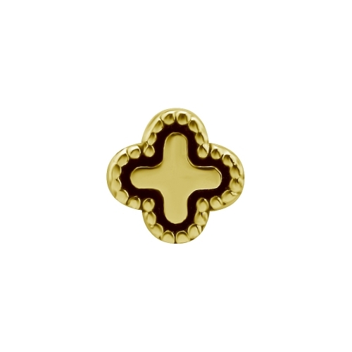 18K Gold Attachment for (Type S) Internal Thread Labret - Plain Clover - 4mm
