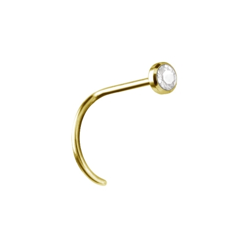 18K Gold Pigtail Nose Stud - Premium Zirconia