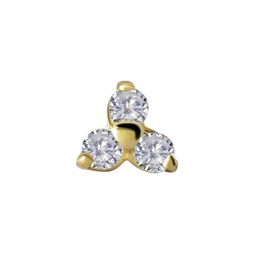 18K Gold Attachment for Threadless Labret - Premium Zirconia Trinity - 4mm