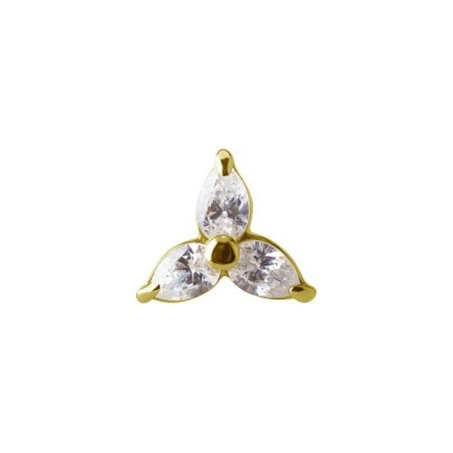 18K Gold Attachment for Threadless Labret - Premium Zirconia Pear - 6mm