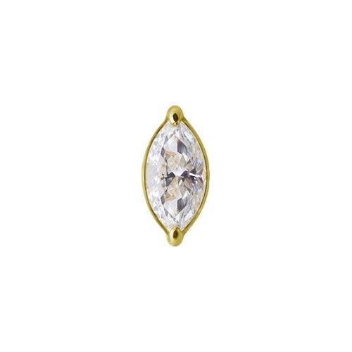 18K Gold Attachment for Threadless Labret - Premium Zirconia Marquise - 5mm