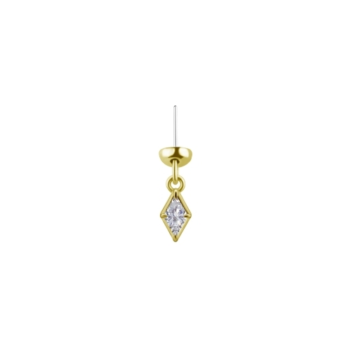 18K Gold Floating Helix, Vertical Helix & Contraconch  Attachment for Threadless Labret - Diamond shape Lab Created Diamond - 4.5mm