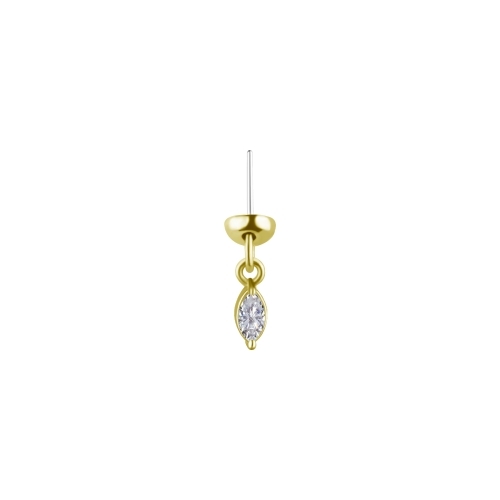 18K Gold Floating Helix Vertical Helix & Contraconch  Attachment for Threadless Labret - Oval Lab Created Diamond - 4mm