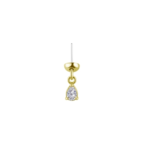 18K Gold Floating Helix, Vertical Helix & Contraconch  Attachment for Threadless Labret - Drop Lab Created Diamond - 3.5mm