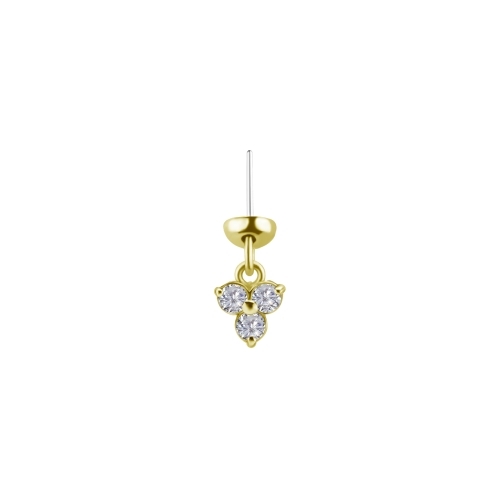 18K Gold Floating Helix Vertical Helix & Contraconch  Attachment for Threadless Labret - Trinity Lab Created Diamond - 3.5mm