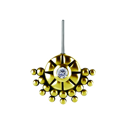 18K Gold Vertical Helix & Contraconch  Attachment for Threadless Labret - Premium Zirconia - 8.5mm