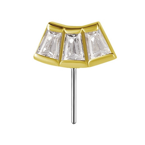 18K Gold Vertical Helix & Contraconch  Attachment for Threadless Labret - Baguette Premium Zirconia - 8mm