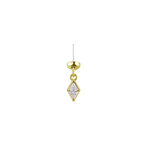 18K Gold Floating Helix Vertical Helix & Contraconch  Attachment for Threadless Labret - Diamond Shape Premium Zirconia - 8.5mm