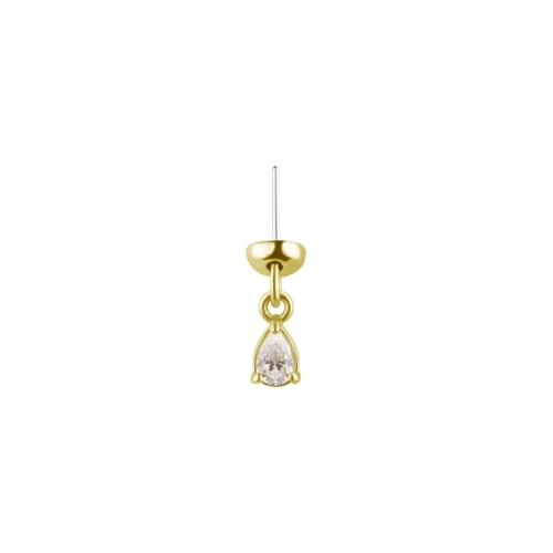 18K Gold Floating Helix, Vertical Helix & Contraconch  Attachment for Threadless Labret - Drop Premium Zirconia - 3.5mm