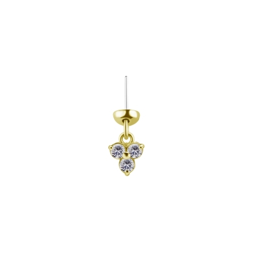18K Gold Floating Helix Vertical Helix & Contraconch  Attachment for Threadless Labret - Trinity Premium Zirconia - 3.5mm
