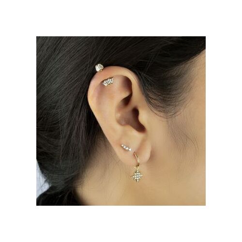 18K Gold Threadless Barbell for Vertical Helix & Contraconch  Carousel - Premium Zirconia 16 Gauge - 6mm