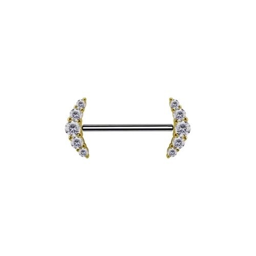 18K Gold and Titanium Threadless Nipple Bar - Premium Zirconia