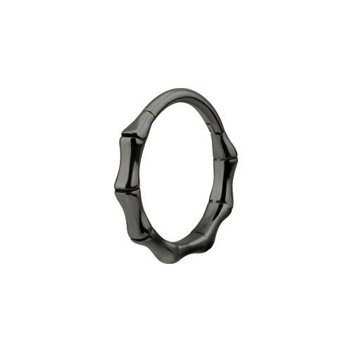 Grey/Black Steel Hinged Ring Bamboo Design