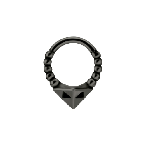 Grey/Black Steel Hinged Clicker Ring - Faceted Point Design