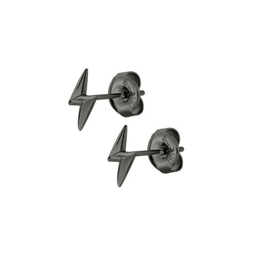 Grey/Black Steel Ear Studs - Lightning Bolt