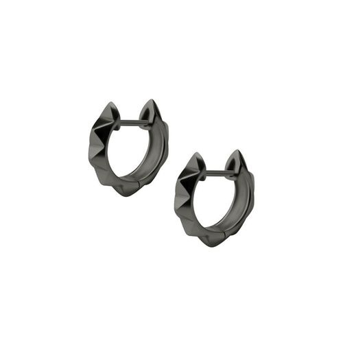 Grey/Black Steel Hoop Earrings - Pyramid Design 20 Gauge - 9mm