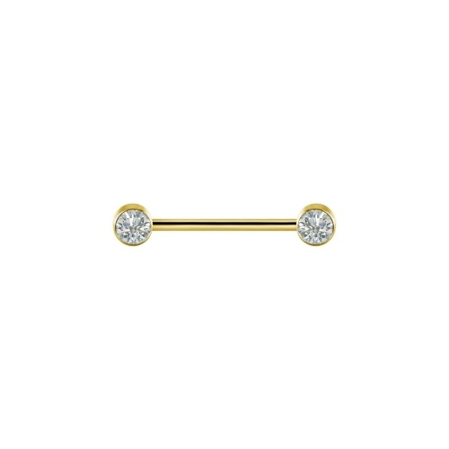 Gold Titanium Internal Thread Nipple Bar - Double Premium Zirconia
