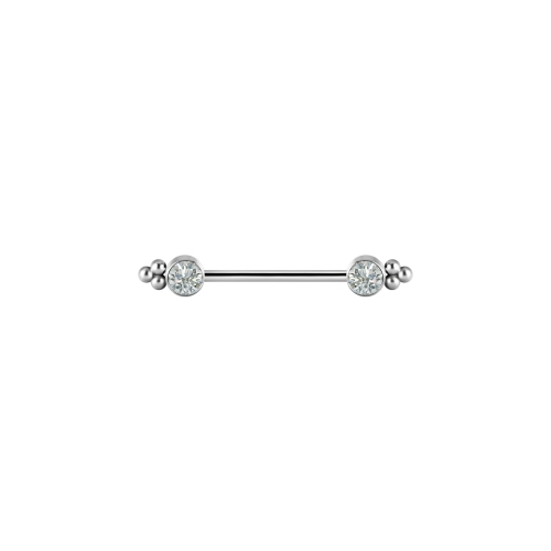 Titanium Internal Thread Nipple Ring - Round Ball Cluster Premium Zirconia