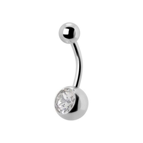 Surgical Steel Single Jewelled Belly Ring - Crystal