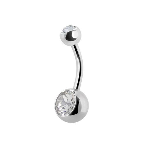 Surgical Steel Double Jewelled Mini Belly Bar - 6mm Ball