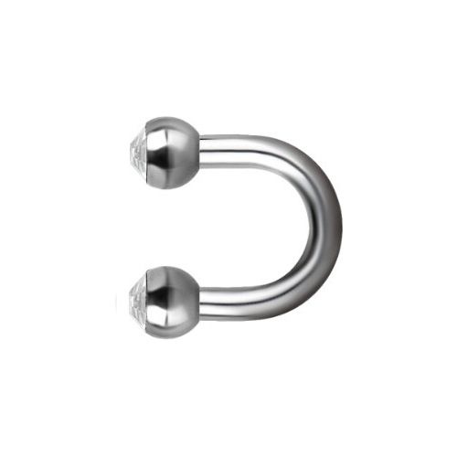 Surgical Steel U-Shaped Bar - Crystal gems 16 Gauge - 4mm