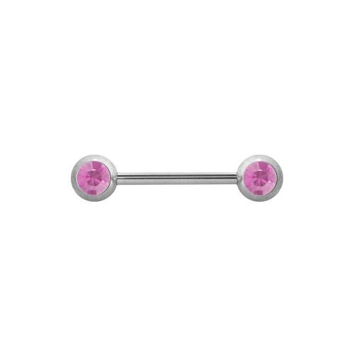 Surgical Steel Nipple Barbell - Double Gem