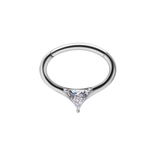Surgical Steel Septum Ring - Triangle Cubic Zirconia