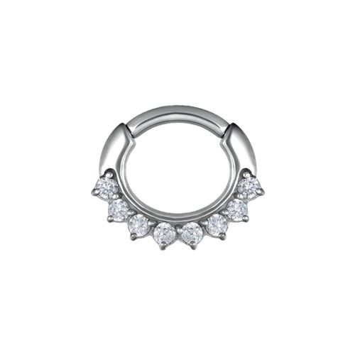 Surgical Steel Septum Ring - 8 Prong Cubic Zirconia Crown 16 Gauge - 6mm