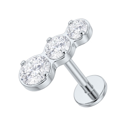 Titanium - Cubic Zirconia Circle Cluster - Threadless 18G - 7mm Flatback Stud