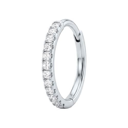 Titanium Hinged Ring - Cubic Zirconia Seamless Cluster - 18G - 8mm