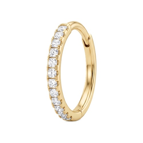 Gold Titanium Hinged Ring - Cubic Zirconia Seamless Cluster - 18G - 8mm