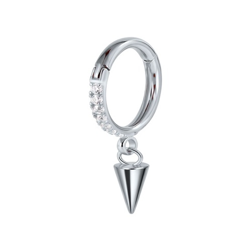 Titanium Earrings - Cubic Zirconia Triangle Pendant - 18G - 8mm