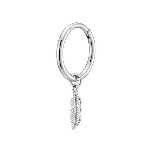 Titanium Earrings - Cubic Zirconia Feather Charm - 18G - 8mm