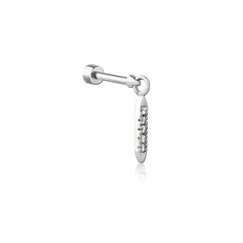 Surgical Steel Labret 5 Stone Pave Set Bar Charm - Cubic Zirconia