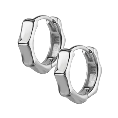 Nickel Free Cobalt Chrome Hoop Earrings Bamboo Design 20 Gauge - 10mm