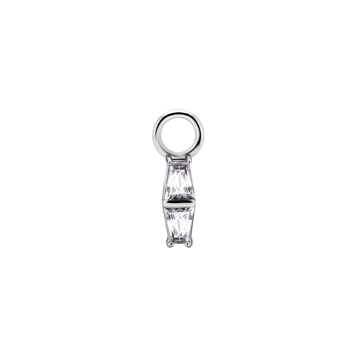 Nickel Free Cobalt Chrome Jewellery Charm - Baguette Premium Zirconia 